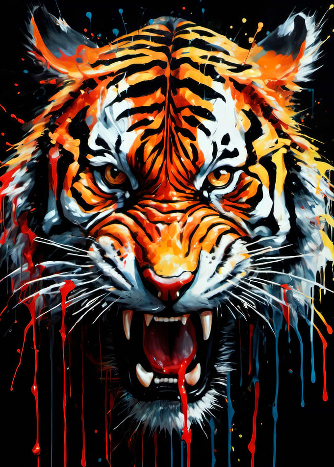 dripping paint tiger art