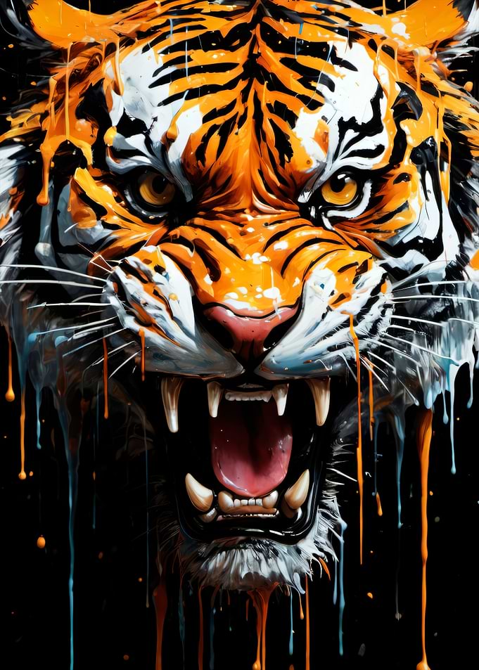 dripping paint tiger art