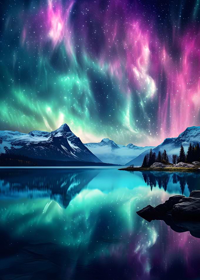 Aurora Borealis Mountains