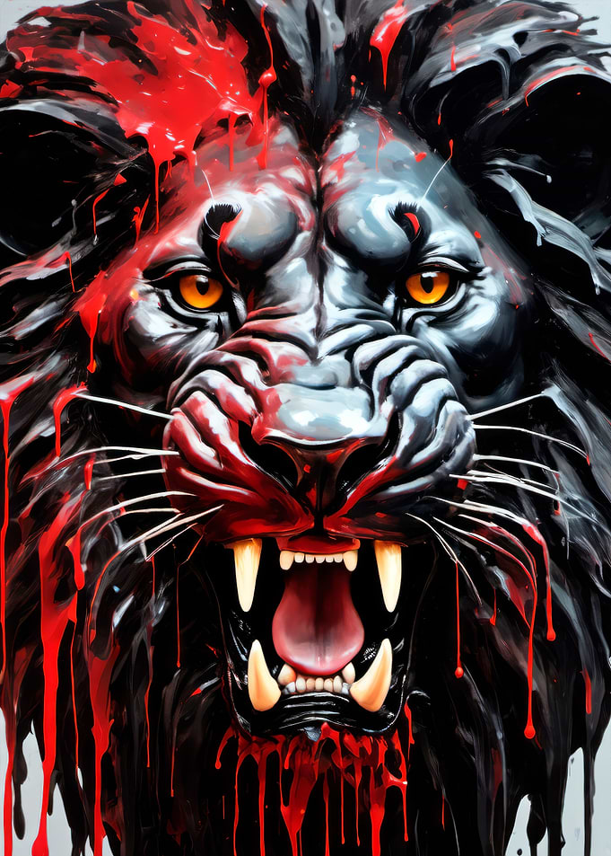 dripping paint lion art