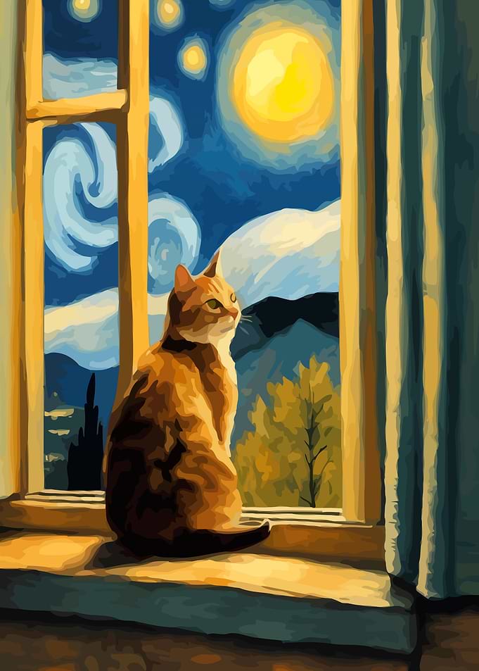 Starry Night Cat