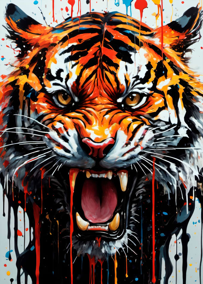 dripping paint tiger art