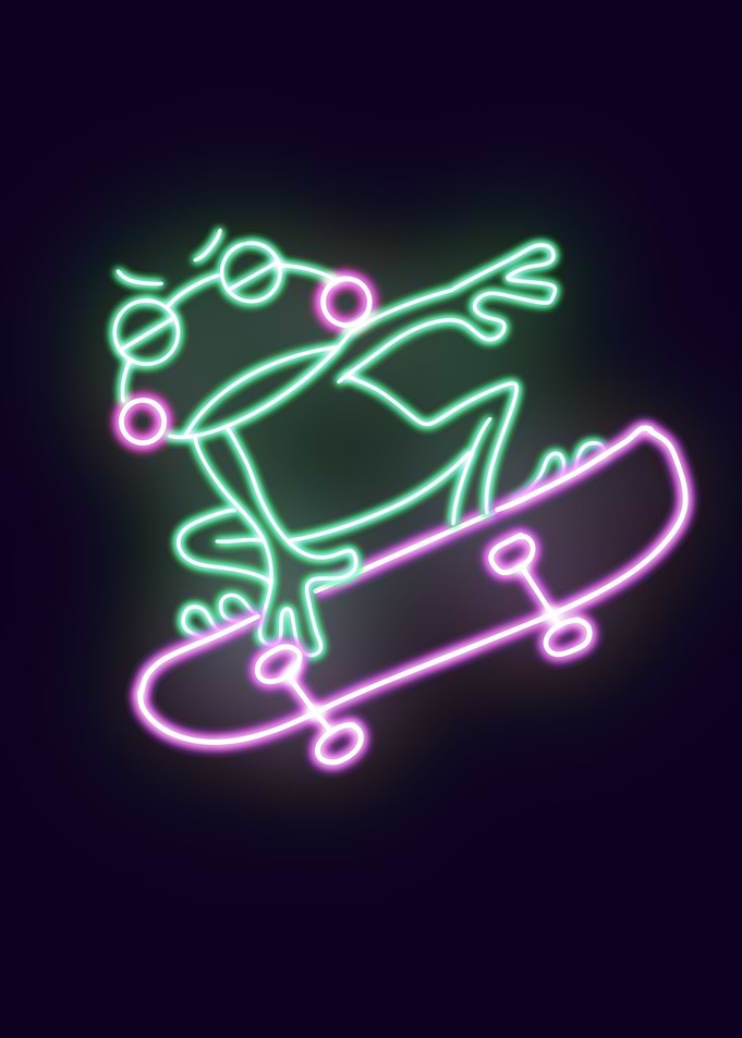 Neon Frog Skateboard