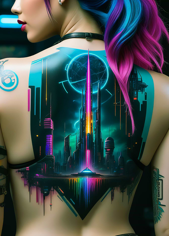 Neon Dreamscape Tattoo