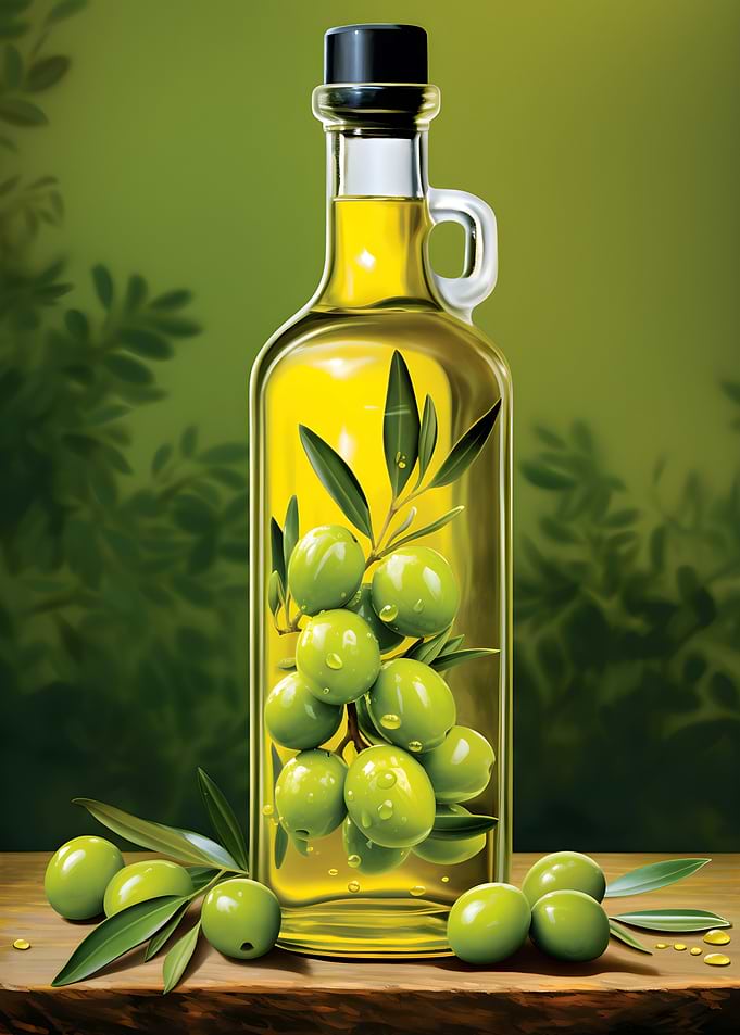 Green Olive Oil Bottle