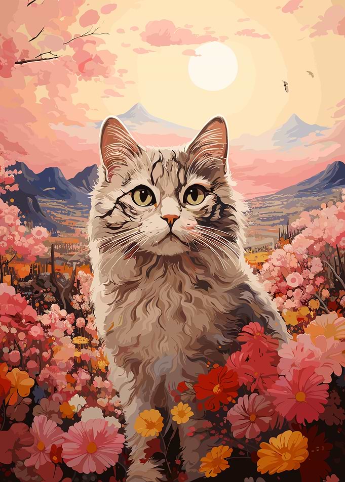 Cat Cherry Blossom Japan