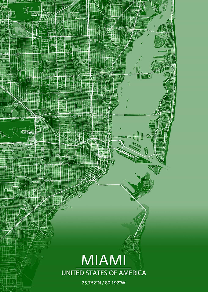 Miami Florida US Green Map