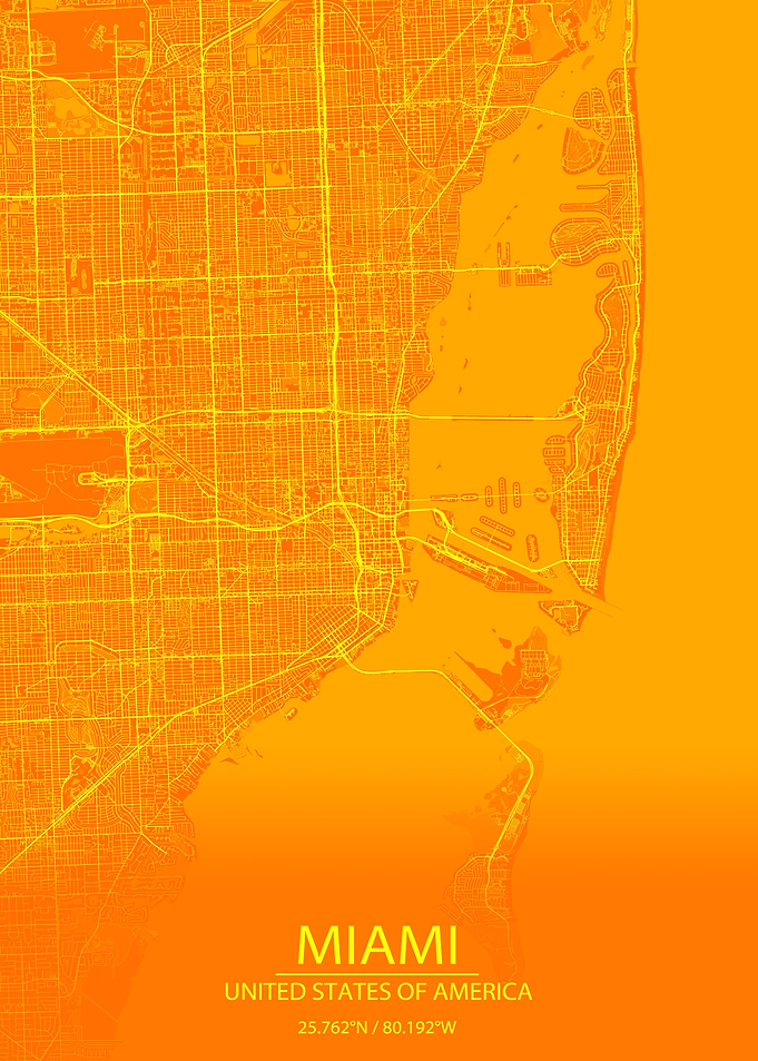 Miami Florida Orange Map