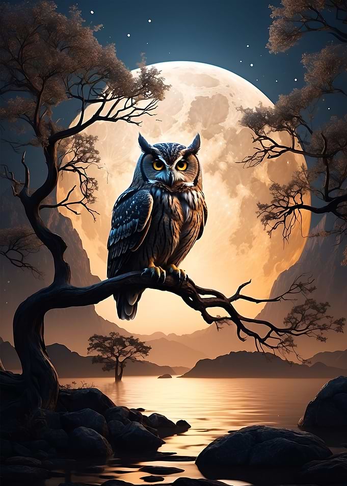 Owl and Moon