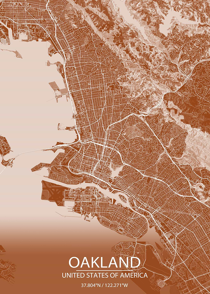 Oakland CA USA Brown Map
