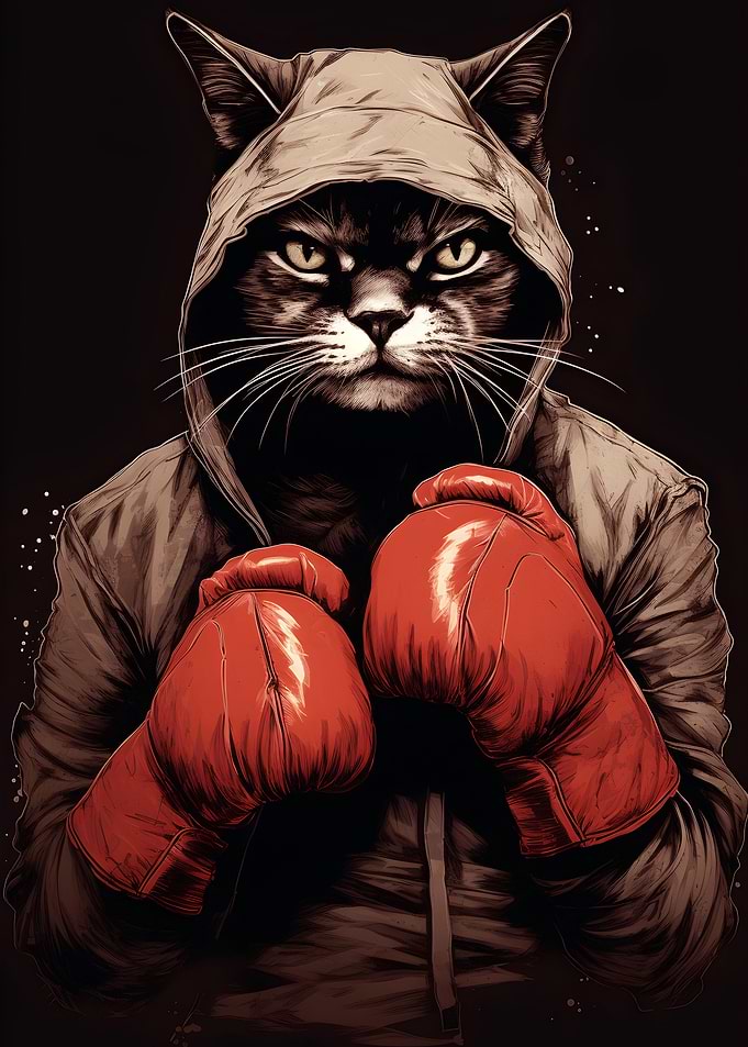 Boxing Cat with Gloves