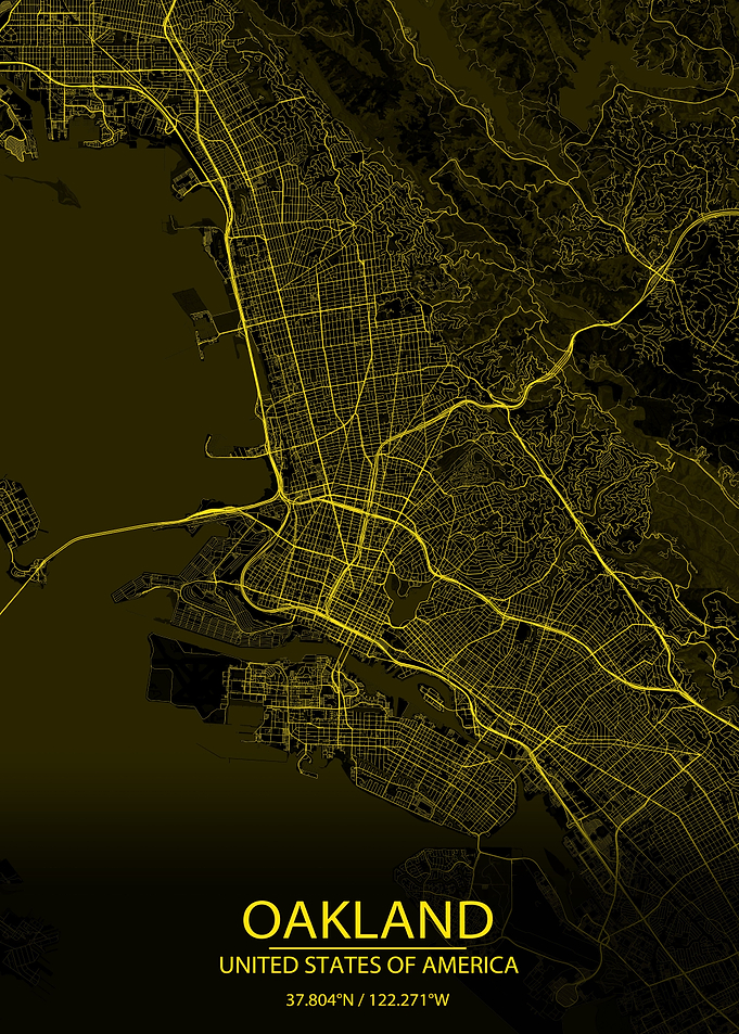 Oakland Black Yellow Map