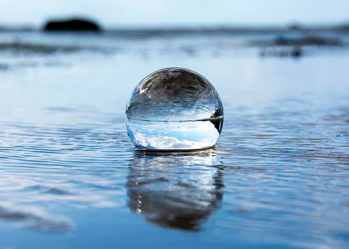 Crystal ball in the water