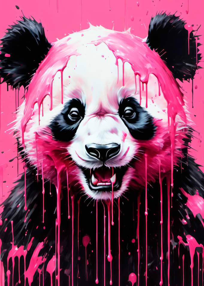pink paint panda art