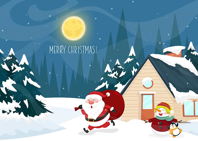 Santa with Gifts in Snow