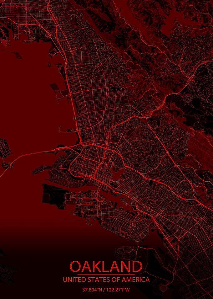 Oakland CA Red Black Map