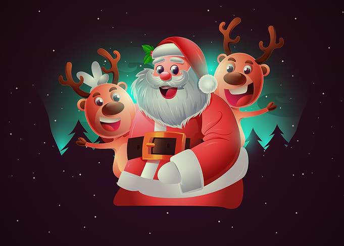 Santa and Happy Deers