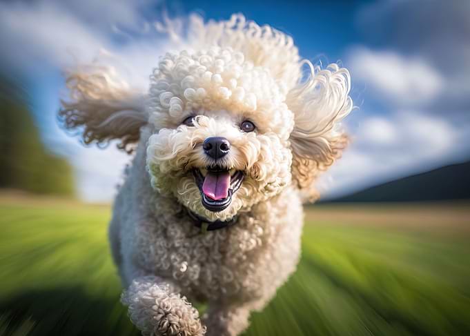 Happy Cute Poodle Running