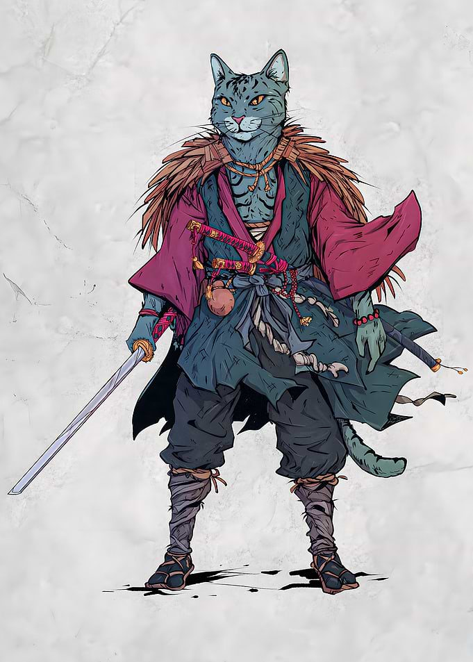 Cat Japanese Samurai