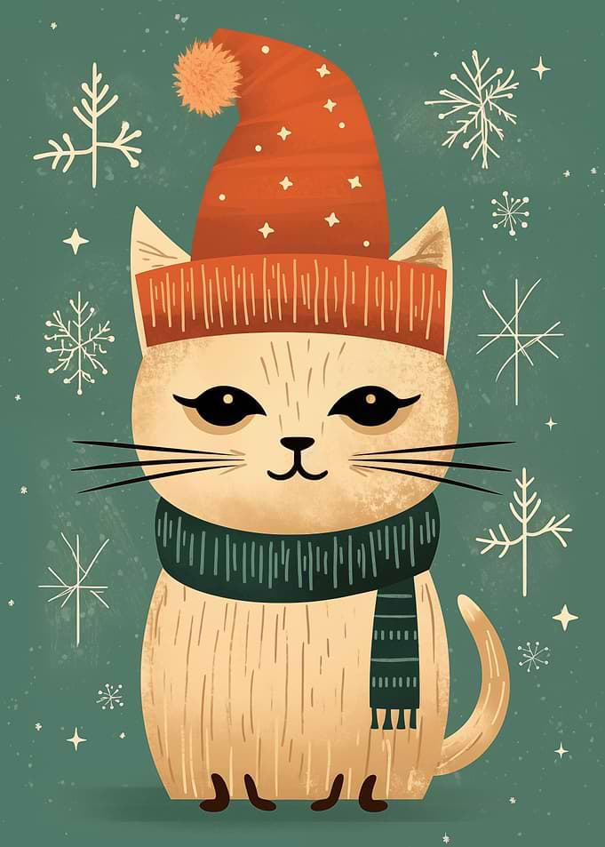 Vintage Christmas Cat