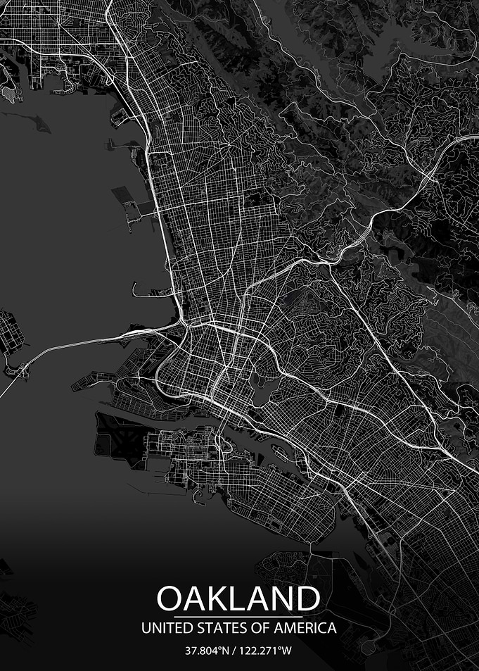 Oakland CA USA Black Map