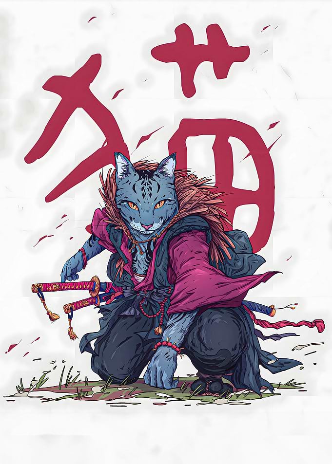Cat Japanese Samurai
