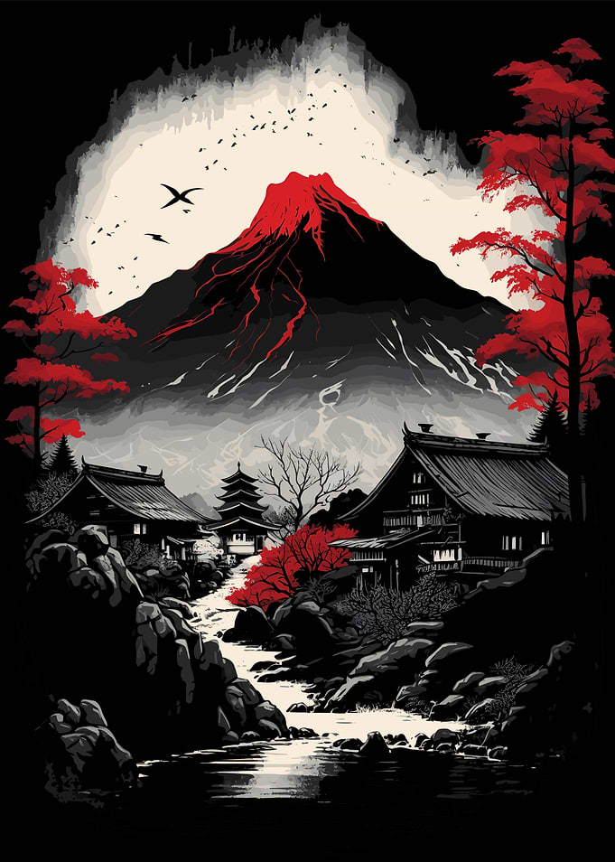 Red Fuji Mountain
