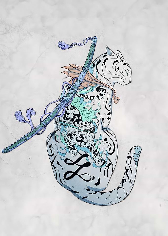 Cat Japanese Samurai
