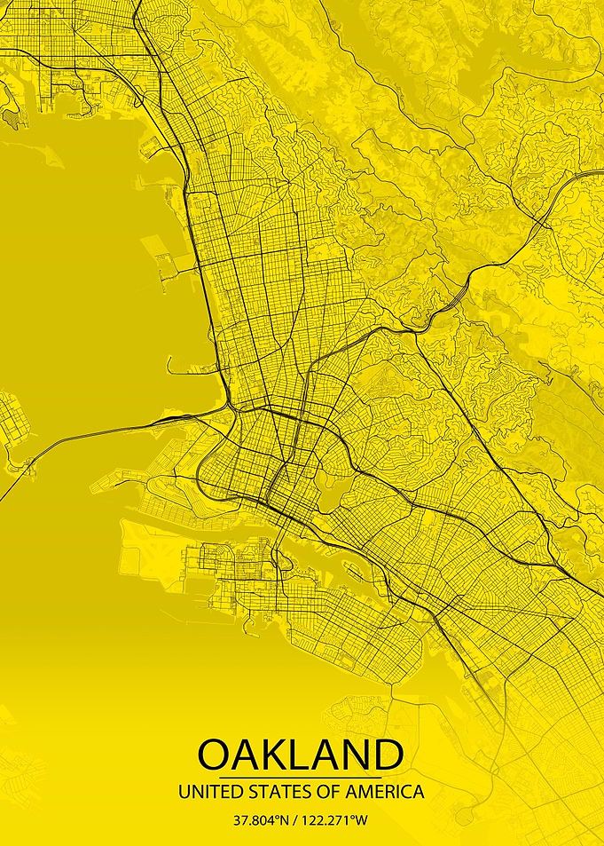 Oakland Yellow Black Map