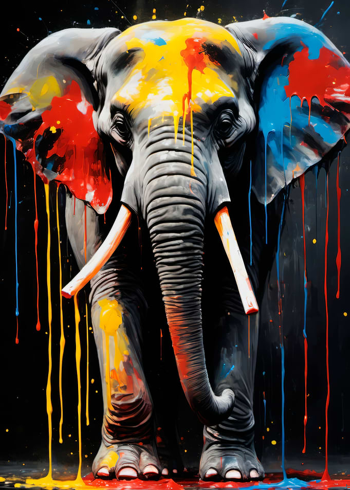 dripping paint elephant
