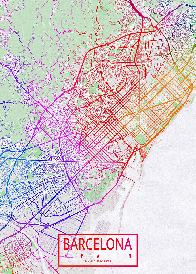 Barcelona Map Colorful