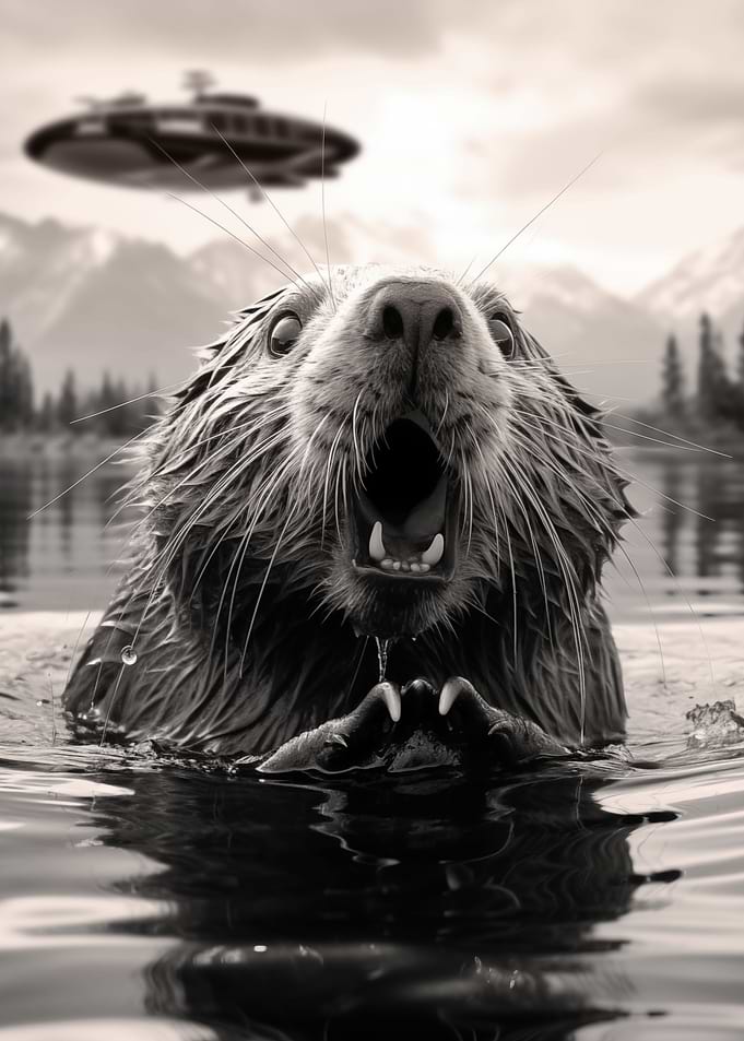 Funny Graphic Beaver UFO