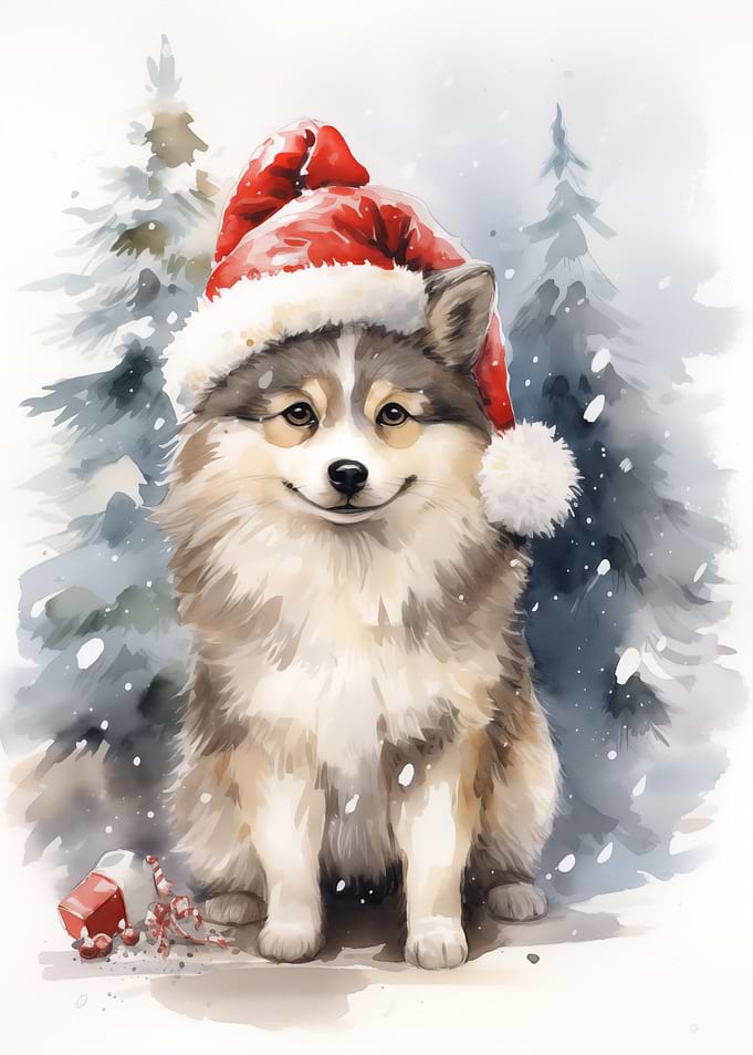 Cute Huskie Xmas