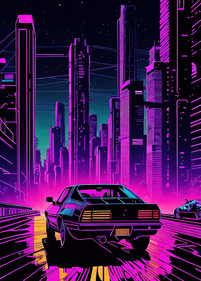 Retro wave car