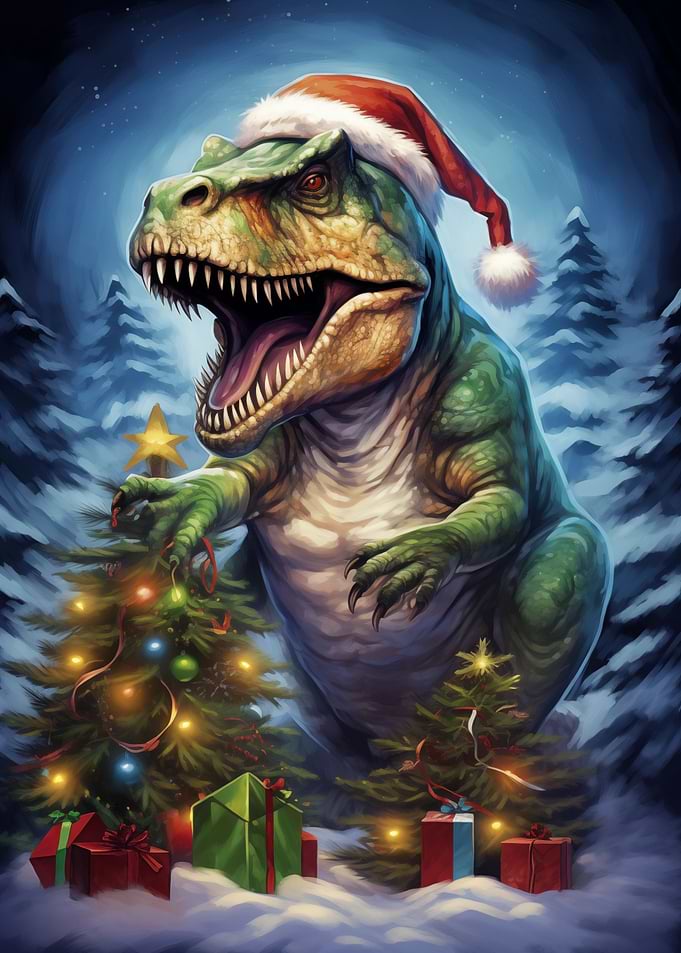 Funny Christmas T Rex