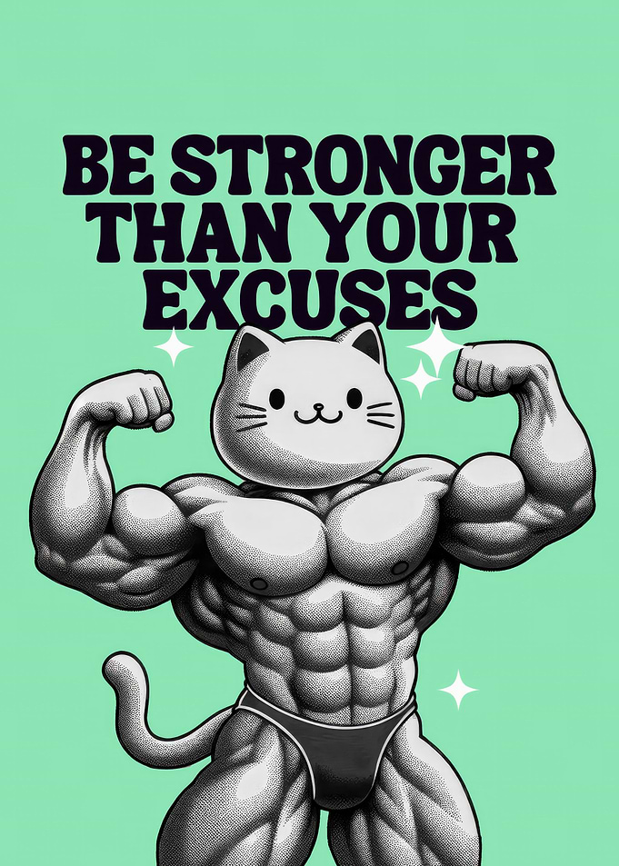 Motivational muscular cat