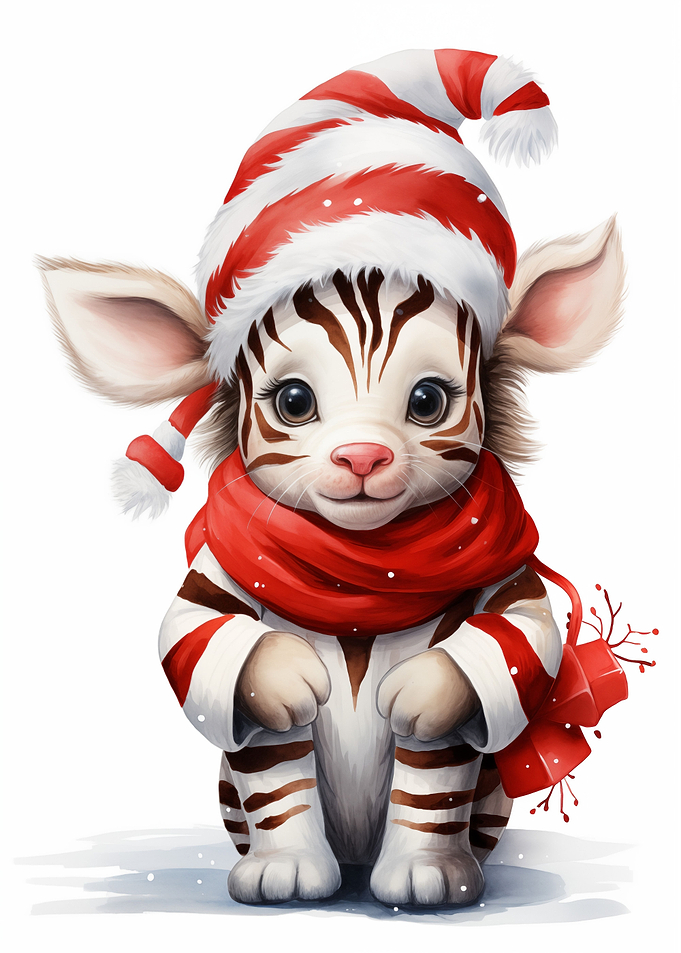 Merry Cute Zebra Xmas
