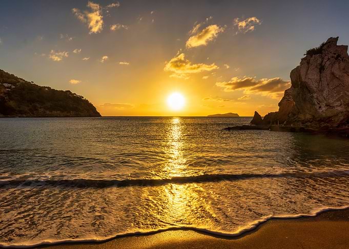 Sunrise beach ibiza sea