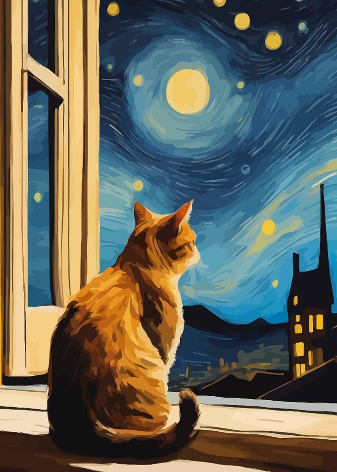 Starry Night Cat