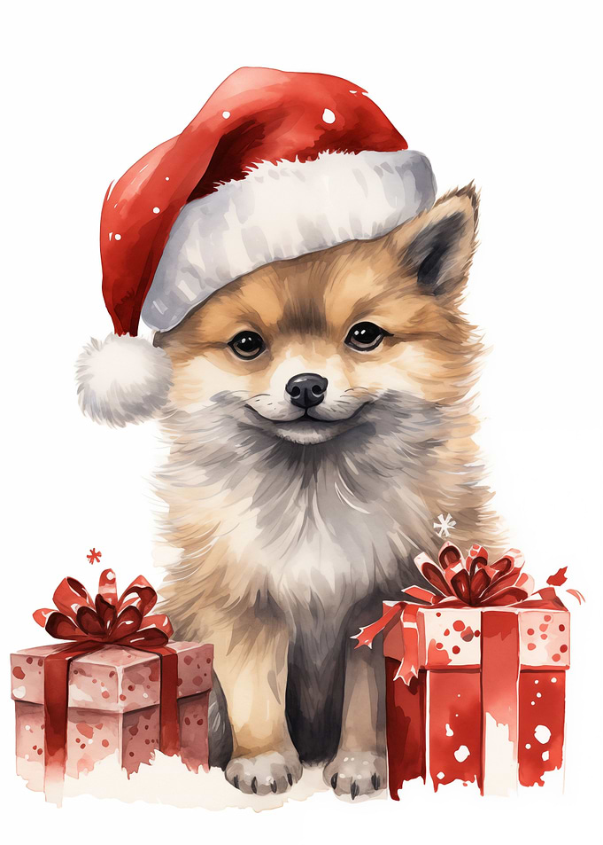 Merry Cute Wolf Xmas