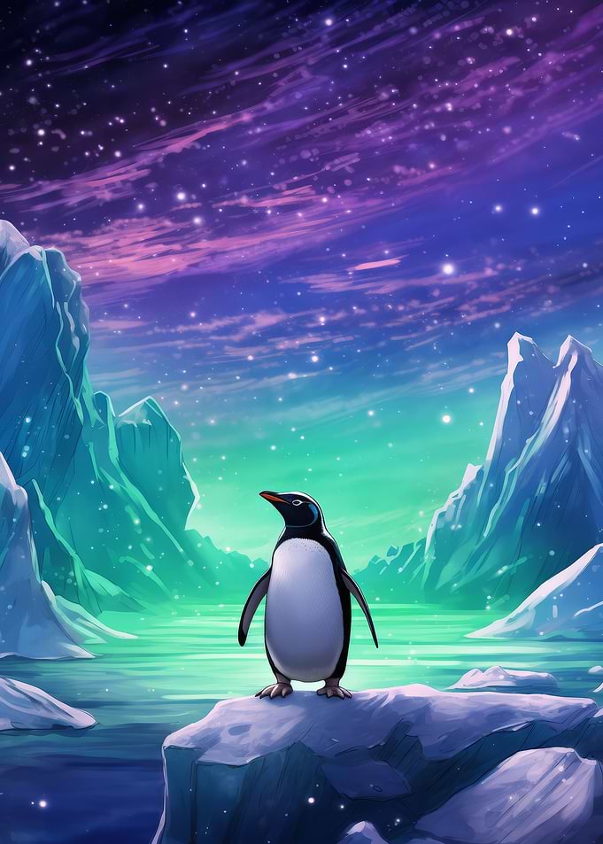 Penguin Polar Lights