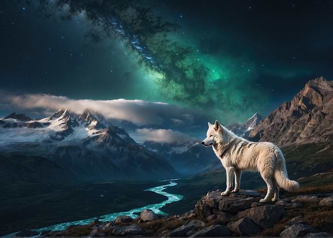 White wolf and Galaxy