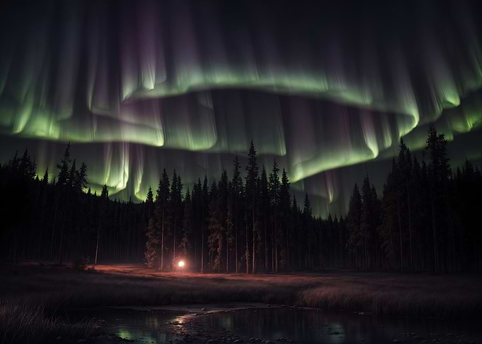 Lake View Aurora Borealis