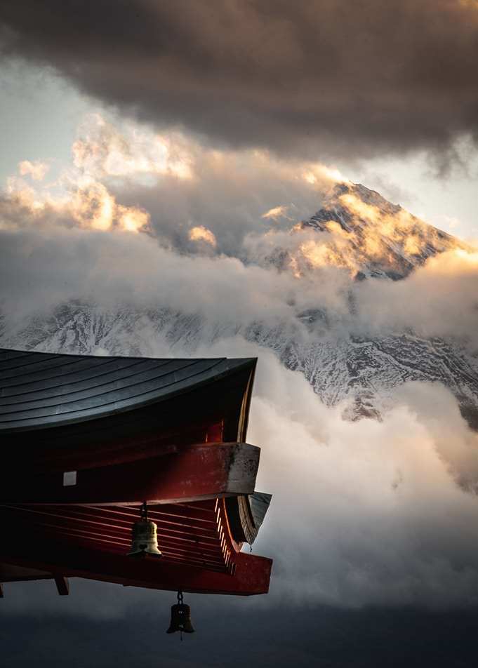 Pagoda and Stormy Fuji