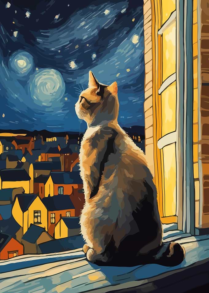 Starry Night Cat