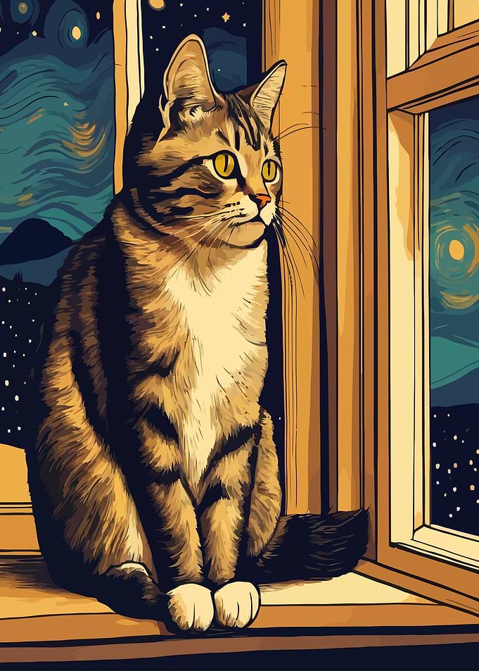 Starry Night Cat