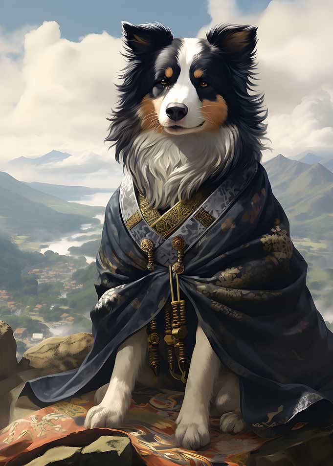 Dog wearing a kimono