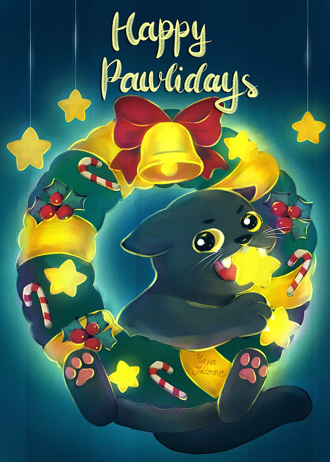 Christmas Cat Wreath