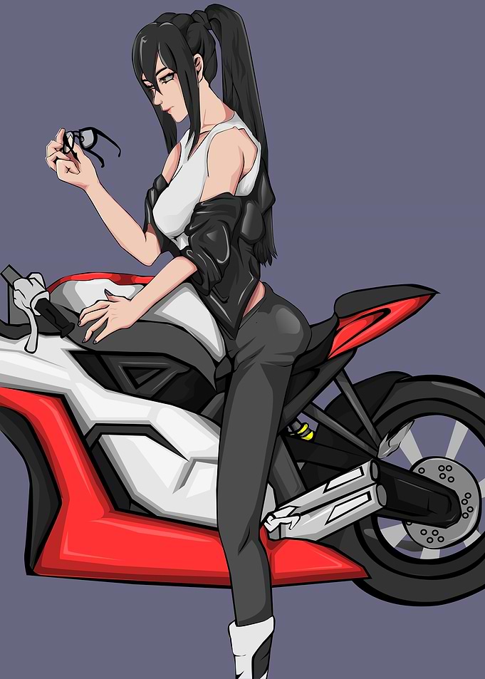 drawing girl moto