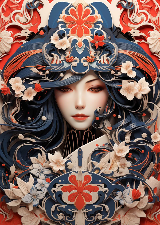Floral Geisha Papercraft